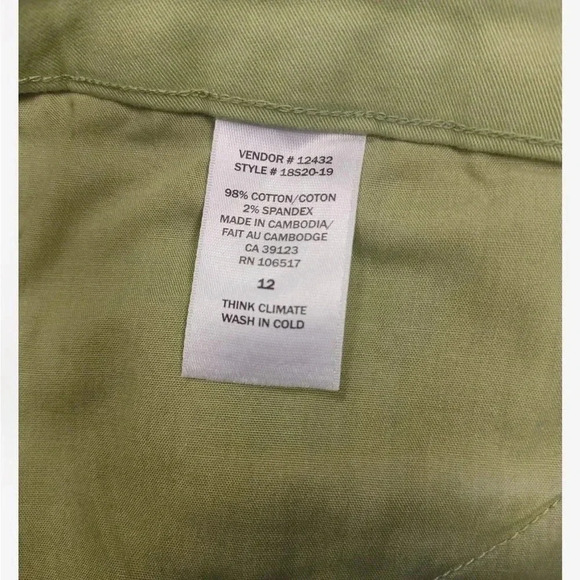 Northern Reflections Chino Crop  Green Pants Size 12 - Picture 8 of 8